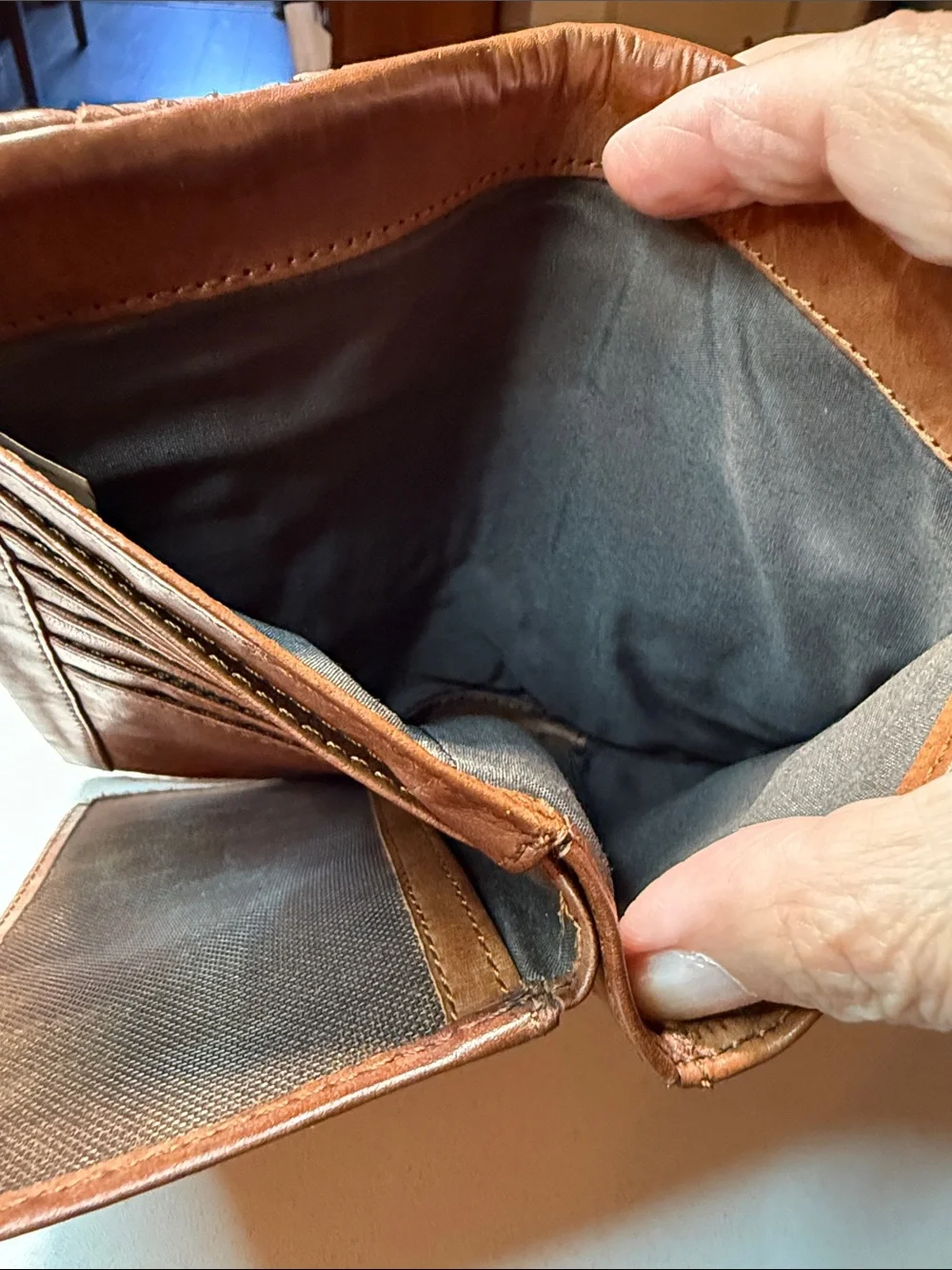 Woven Vilenca Holland Leather Wallet - Cognac Brown